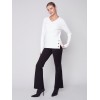 V-Neck Sweater with Grommet Detail - Cream V-Neck Sweater with Grommet Detail - Cream