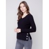 V-Neck Sweater with Grommet Detail - Black V-Neck Sweater with Grommet Detail - Black