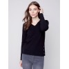 V-Neck Sweater with Grommet Detail - Black V-Neck Sweater with Grommet Detail - Black