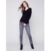 V-Neck Sweater with Grommet Detail - Black V-Neck Sweater with Grommet Detail - Black
