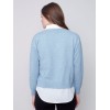 V-Neck Sweater with Shirt Collar - Snowflake V-Neck Sweater with Shirt Collar - Snowflake