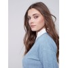 V-Neck Sweater with Shirt Collar - Snowflake V-Neck Sweater with Shirt Collar - Snowflake