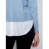V-Neck Sweater with Shirt Collar - Snowflake V-Neck Sweater with Shirt Collar - Snowflake