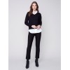 V-Neck Sweater with Shirt Collar - Black V-Neck Sweater with Shirt Collar - Black