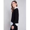 V-Neck Sweater with Shirt Collar - Black V-Neck Sweater with Shirt Collar - Black