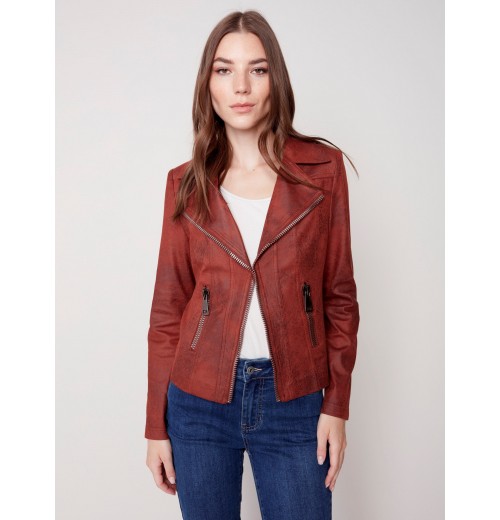 Vintage Faux Leather Perfecto Jacket - Cinnamon Vintage Faux Leather Perfecto Jacket - Cinnamon