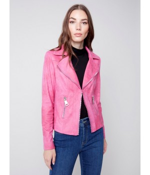 Vintage Faux Leather Perfecto Jacket - Orchid