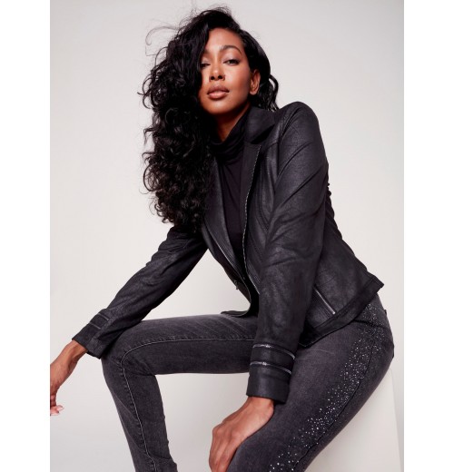 Vintage Faux Suede Perfecto Jacket - Black Vintage Faux Suede Perfecto Jacket - Black