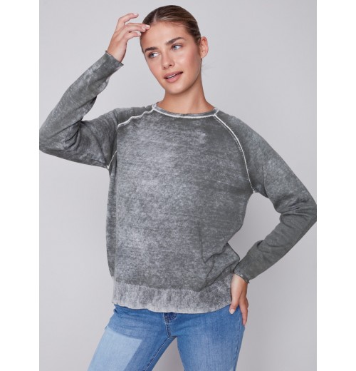 Washed-Out Color Effect Sweater - Spruce Washed-Out Color Effect Sweater - Spruce