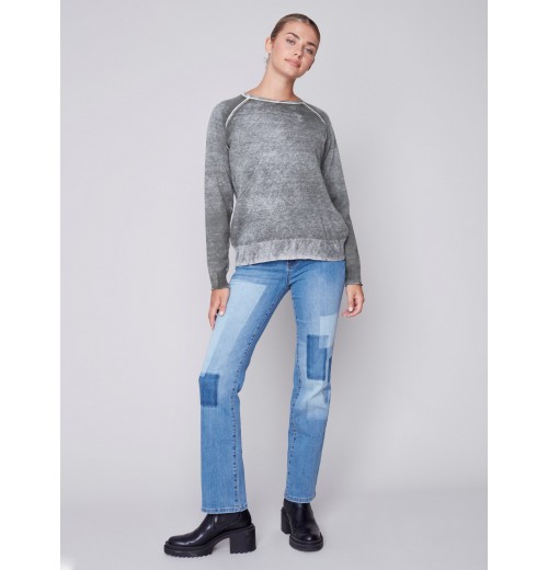 Washed-Out Color Effect Sweater - Spruce Washed-Out Color Effect Sweater - Spruce