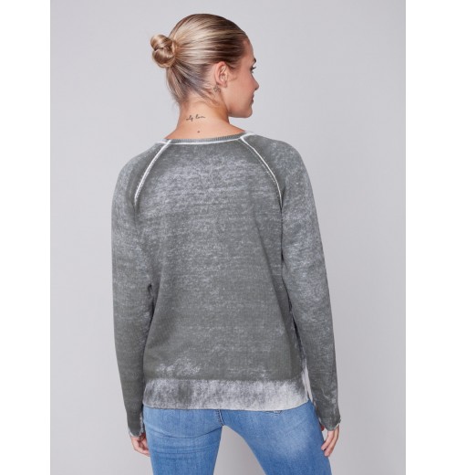Washed-Out Color Effect Sweater - Spruce Washed-Out Color Effect Sweater - Spruce