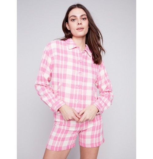Yarn Dye Cropped Checkered Jacket - Light Punch Yarn Dye Cropped Checkered Jacket - Light Punch