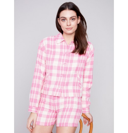 Yarn Dye Cropped Checkered Jacket - Light Punch Yarn Dye Cropped Checkered Jacket - Light Punch