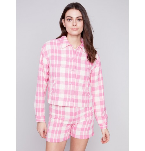 Yarn Dye Cropped Checkered Jacket - Light Punch Yarn Dye Cropped Checkered Jacket - Light Punch