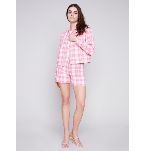 Yarn Dye Cropped Checkered Jacket - Light Punch Yarn Dye Cropped Checkered Jacket - Light Punch