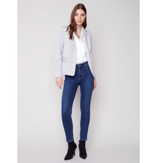Yarn Dye Plaid Blazer - Light Gray Yarn Dye Plaid Blazer - Light Gray