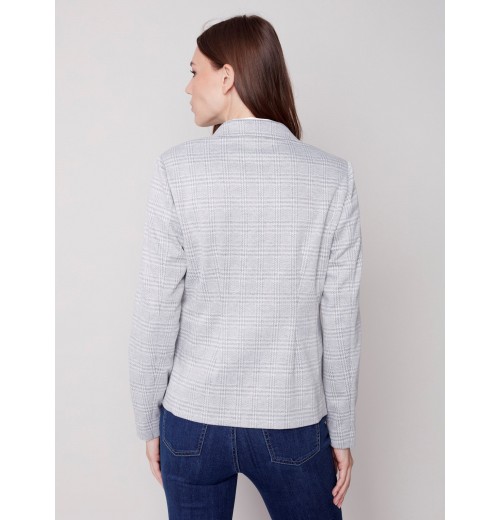 Yarn Dye Plaid Blazer - Light Gray Yarn Dye Plaid Blazer - Light Gray
