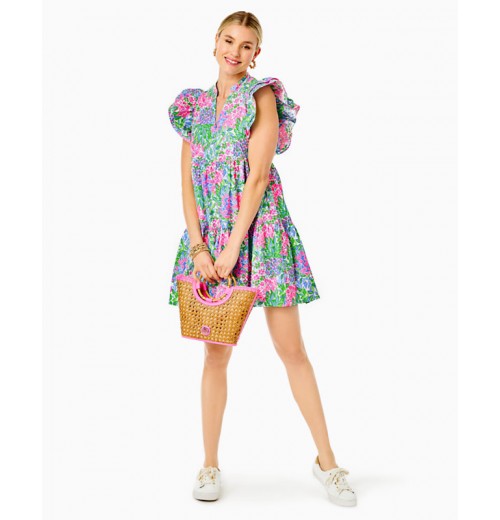Aldena Ruffle Sleeve Cotton Dress Aldena Ruffle Sleeve Cotton Dress