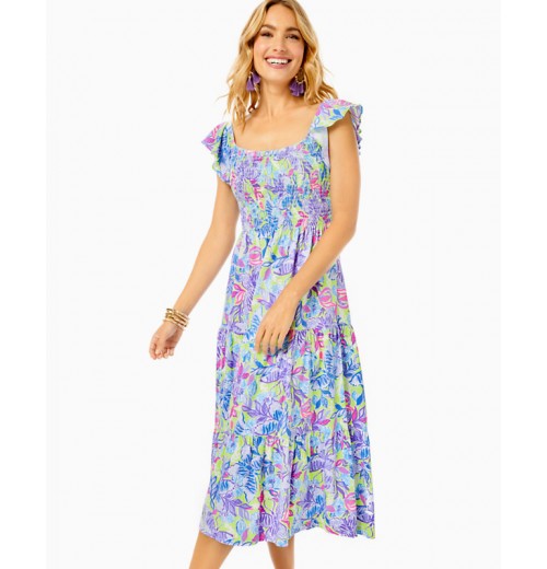 Jilly Smocked Midi Dress Jilly Smocked Midi Dress