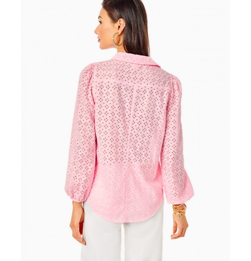 Sea Breeze Eyelet Button Down Top Sea Breeze Eyelet Button Down Top
