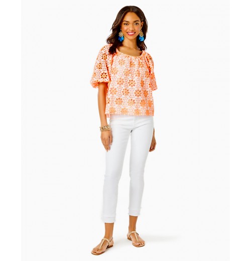 Kerrigan Elbow Sleeve Eyelet Top Kerrigan Elbow Sleeve Eyelet Top
