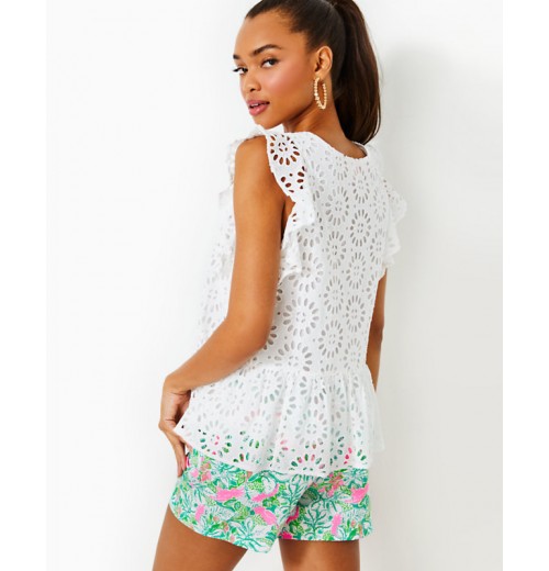 Jerilynn Flutter Sleeve Eyelet Top Jerilynn Flutter Sleeve Eyelet Top