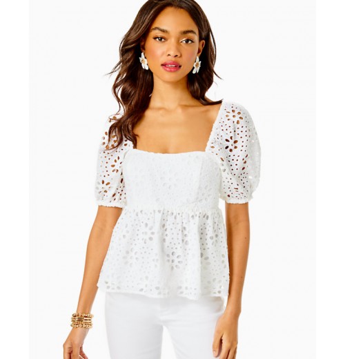 Kay Short Sleeve Eyelet Top Kay Short Sleeve Eyelet Top