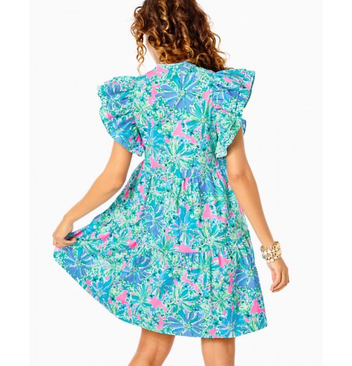 Aldena Ruffle Sleeve Cotton Dress Aldena Ruffle Sleeve Cotton Dress