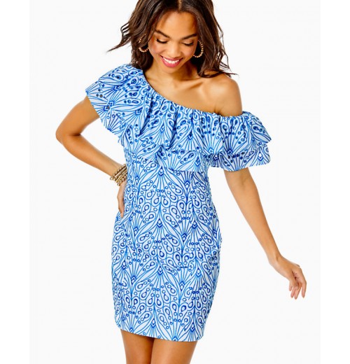 Sundea One-Shoulder Eyelet Shift Dress Sundea One-Shoulder Eyelet Shift Dress