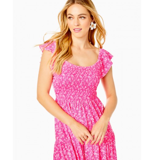 Jilly Smocked Midi Dress Jilly Smocked Midi Dress