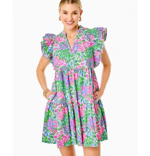 Aldena Ruffle Sleeve Cotton Dress Aldena Ruffle Sleeve Cotton Dress