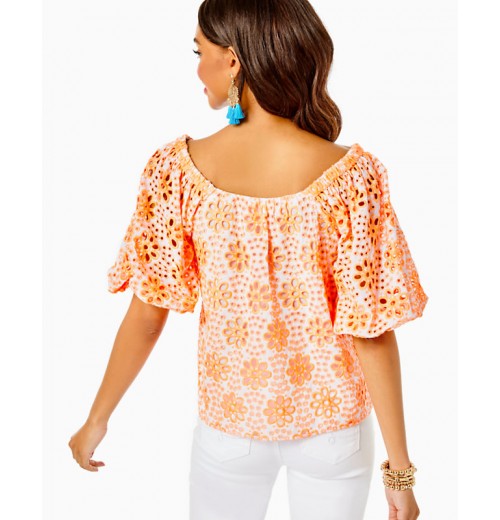 Kerrigan Elbow Sleeve Eyelet Top Kerrigan Elbow Sleeve Eyelet Top