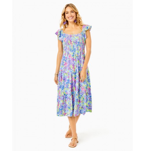 Jilly Smocked Midi Dress Jilly Smocked Midi Dress