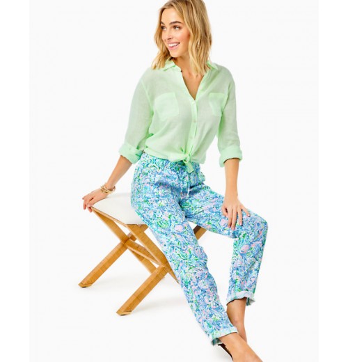 31" Taron Mid-Rise Linen Pant 31" Taron Mid-Rise Linen Pant