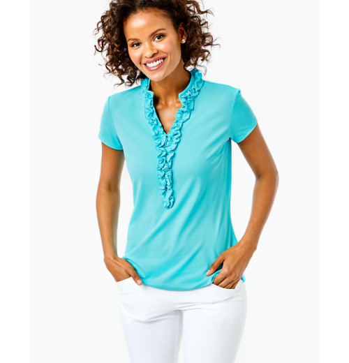 UPF 50+ Luxletic Frida Ruffle Polo Top UPF 50+ Luxletic Frida Ruffle Polo Top