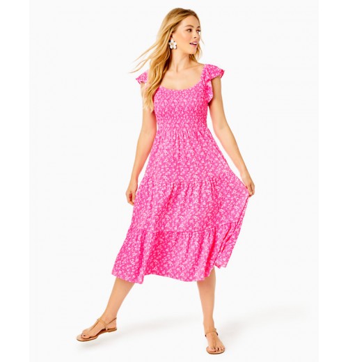 Jilly Smocked Midi Dress Jilly Smocked Midi Dress