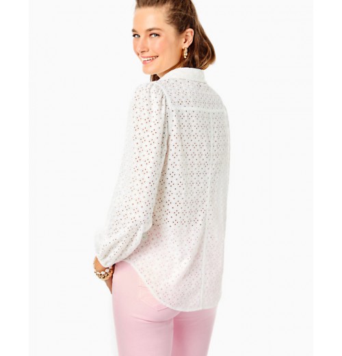 Sea Breeze Eyelet Button Down Top Sea Breeze Eyelet Button Down Top