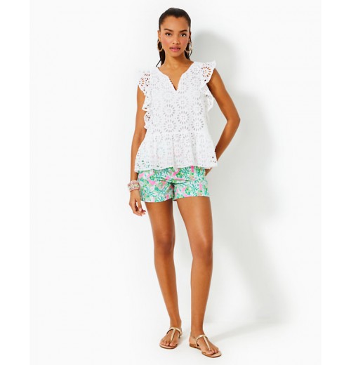 Jerilynn Flutter Sleeve Eyelet Top Jerilynn Flutter Sleeve Eyelet Top