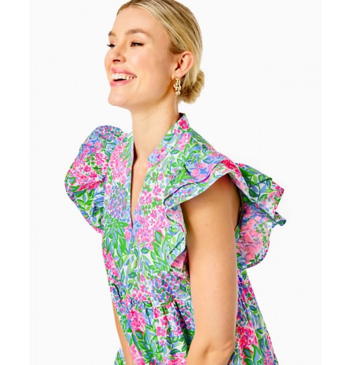 Aldena Ruffle Sleeve Cotton Dress Aldena Ruffle Sleeve Cotton Dress