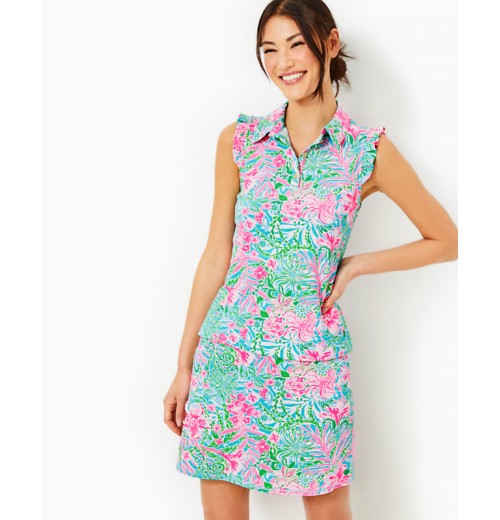 UPF 50+ Luxletic Frida Sleeveless Ruffle Polo Top UPF 50+ Luxletic Frida Sleeveless Ruffle Polo Top